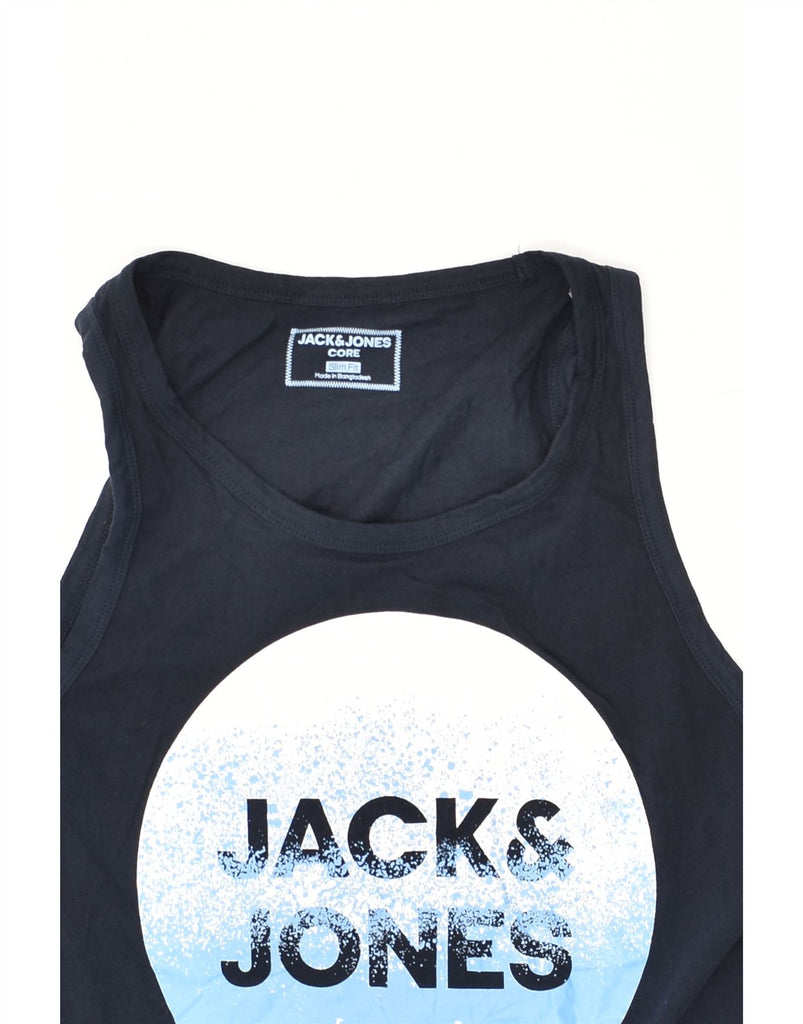 JACK & JONES Mens Slim Fit Graphic Vest Top Medium Navy Blue | Vintage Jack & Jones | Thrift | Second-Hand Jack & Jones | Used Clothing | Messina Hembry 