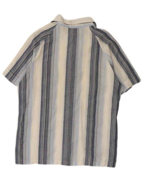 LEE Mens Short Sleeve Pullover Shirt Large Blue Striped Cotton