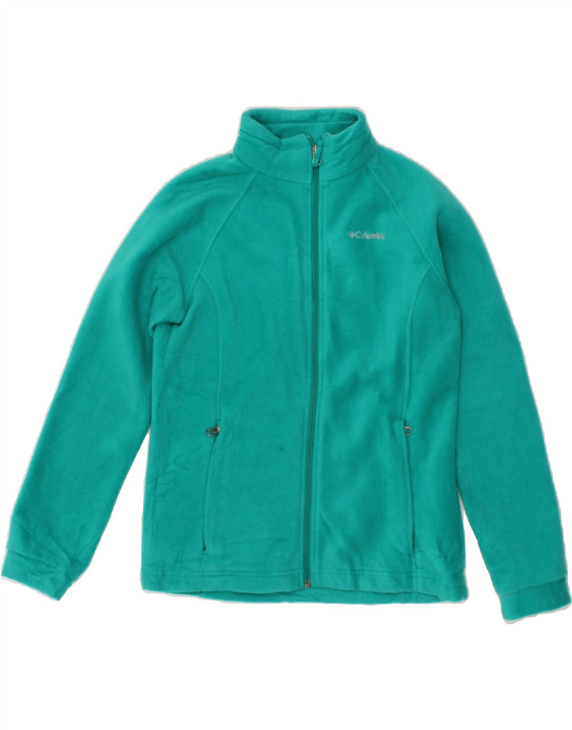 COLUMBIA Girls Fleece Jacket 14-15 Years Large Turquoise Polyester Vintage Columbia and Second-Hand Columbia from Messina Hembry 