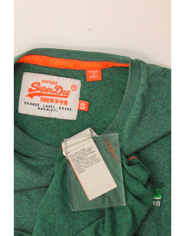 Superdry Mens T-Shirt Top Small Green Flecked Cotton