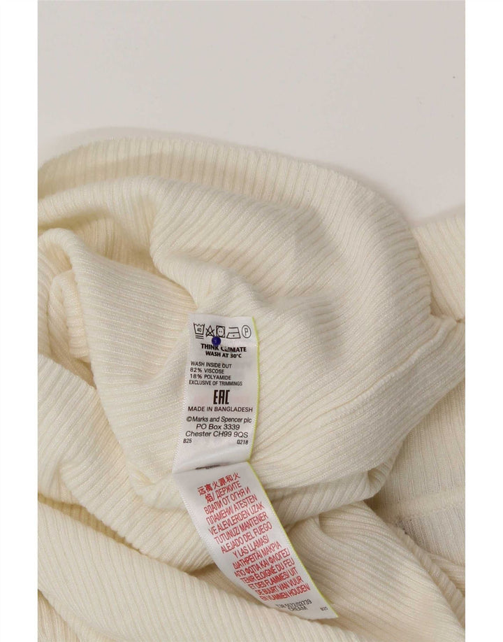 Marks & Spencer Womens Top Long Sleeve UK 10 Small Off White Viscose