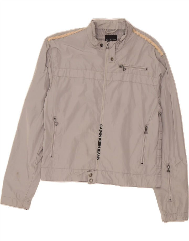 CALVIN KLEIN JEANS Womens Graphic Utility Jacket UK 18 XL Grey Polyester Vintage Calvin Klein Jeans and Second-Hand Calvin Klein Jeans from Messina Hembry 