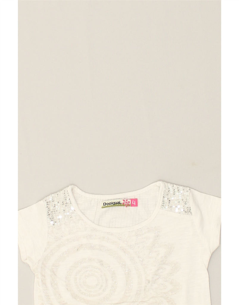 DESIGUAL Girls Graphic T-Shirt Top 3-4 Years White Paisley Cotton | Vintage Desigual | Thrift | Second-Hand Desigual | Used Clothing | Messina Hembry 