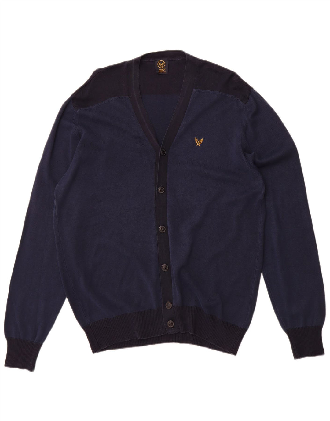 Avirex Mens Cardigan Sweater XL Navy Blue Colourblock Cotton