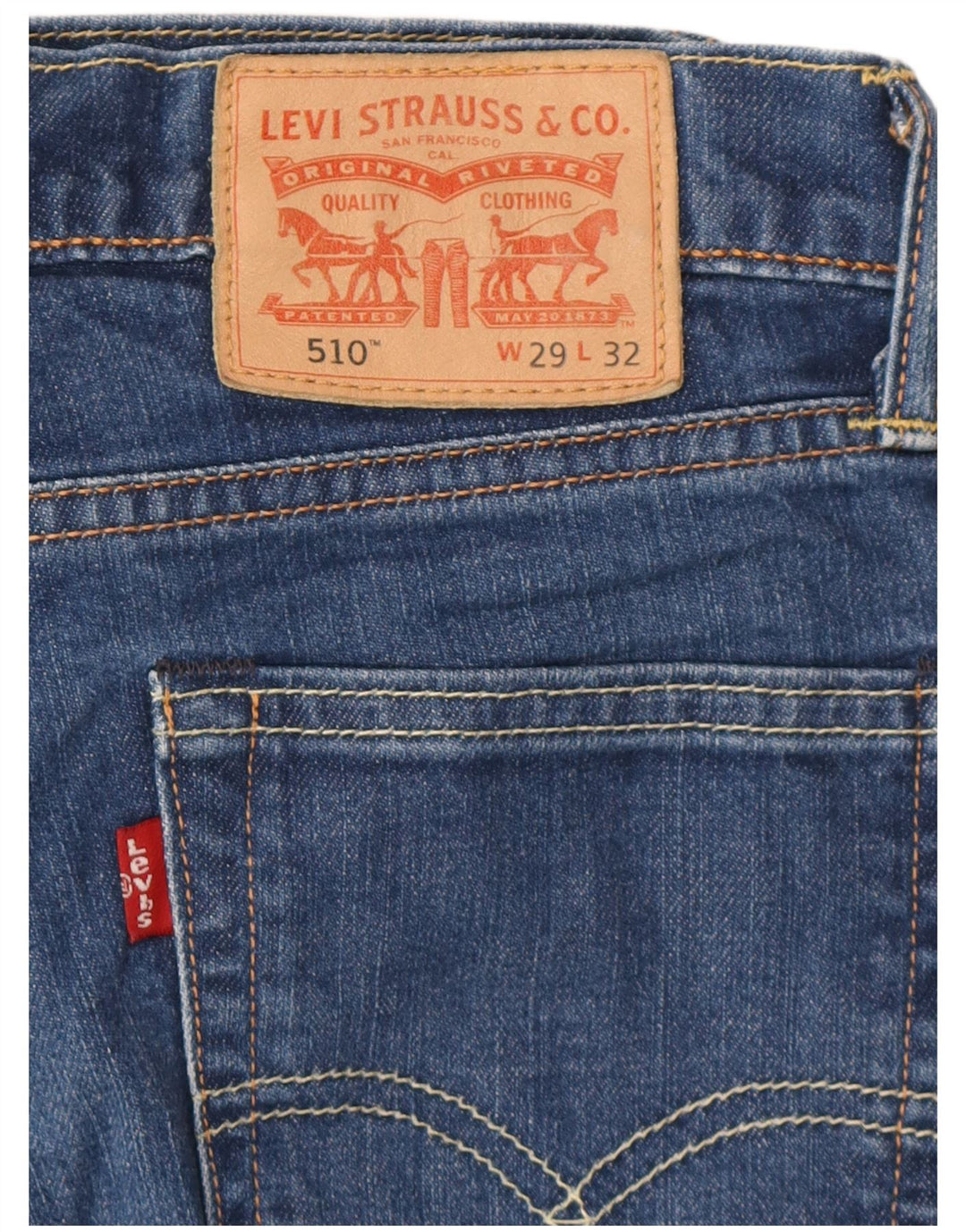 LEVI'S Mens 510 Slim Jeans W29 L32 Blue Cotton