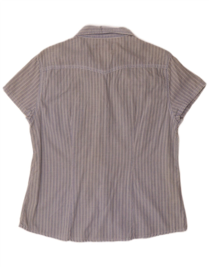 Lee Womens Short Sleeve Shirt UK 14 Large Blue Check Cotton