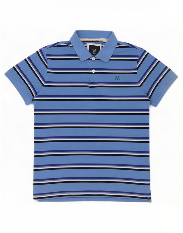 Crew Clothing Mens Polo Shirt Medium Blue Striped Cotton