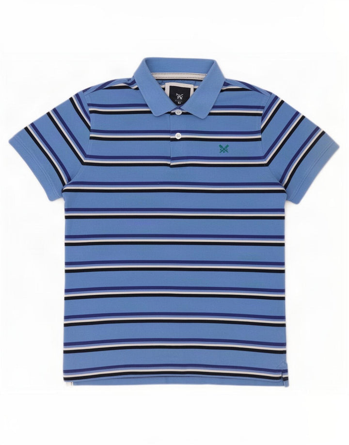Crew Clothing Mens Polo Shirt Medium Blue Striped Cotton