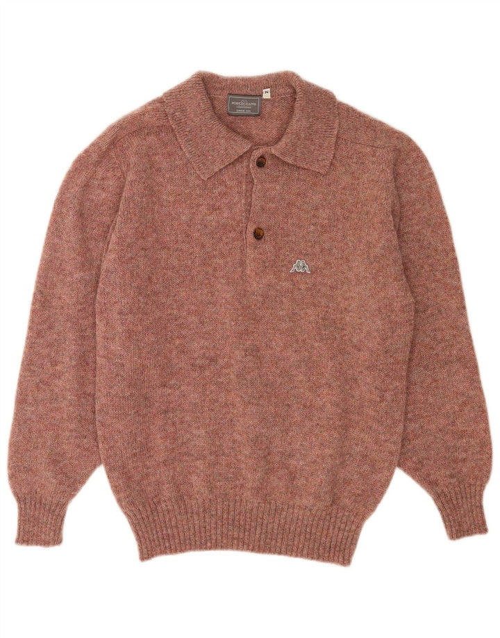 Kappa Mens Polo Neck Jumper Sweater Medium Red Flecked Wool