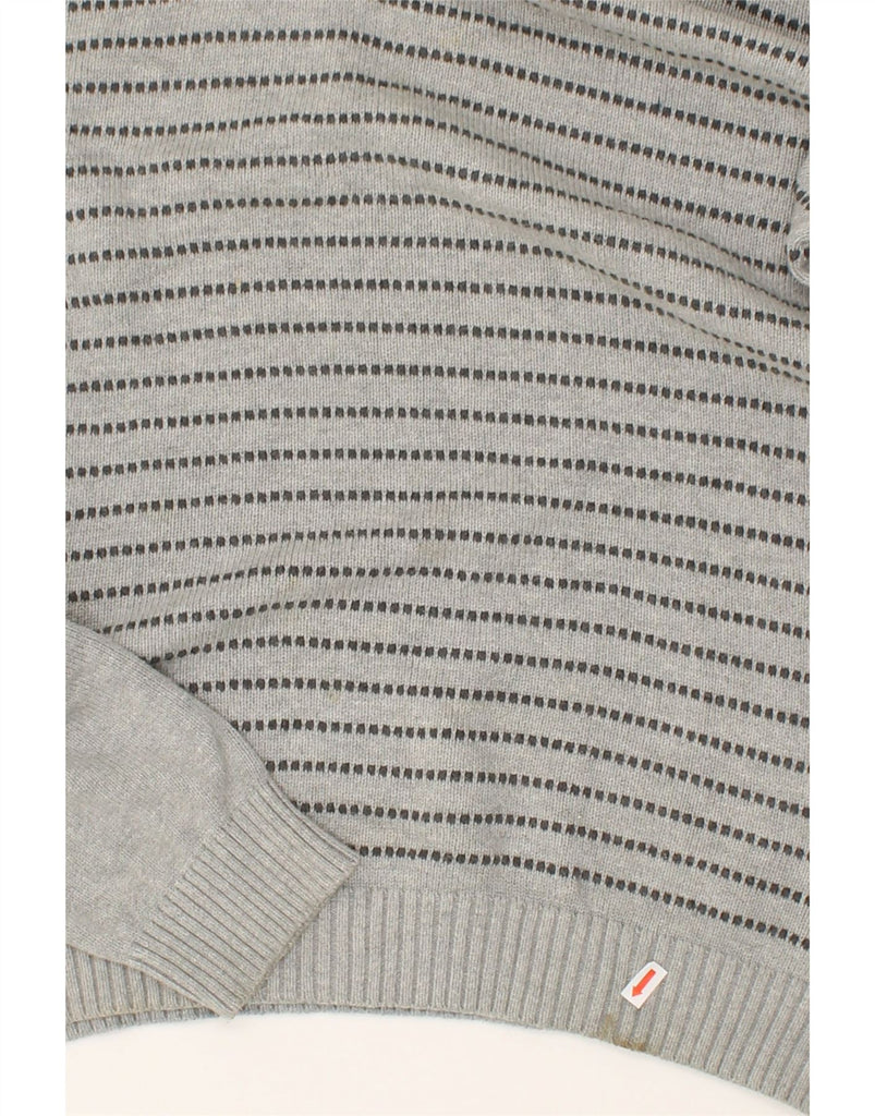 JACK & JONES Mens Shawl Neck Jumper Sweater XL Grey Striped Cotton | Vintage Jack & Jones | Thrift | Second-Hand Jack & Jones | Used Clothing | Messina Hembry 