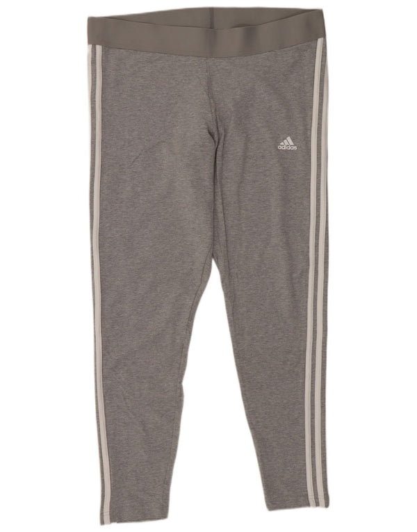 Adidas Womens Graphic Leggings UK 20-22 XL Grey Cotton Sports
