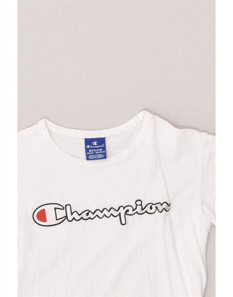 CHAMPION Boys Graphic T-Shirt Top 9-10 Years White Cotton | Vintage Champion | Thrift | Second-Hand Champion | Used Clothing | Messina Hembry 