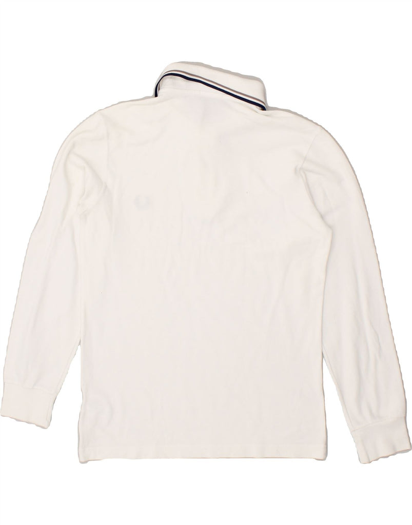 FRED PERRY Boys Long Sleeve Polo Shirt 13-14 Years White Cotton | Vintage Fred Perry | Thrift | Second-Hand Fred Perry | Used Clothing | Messina Hembry 