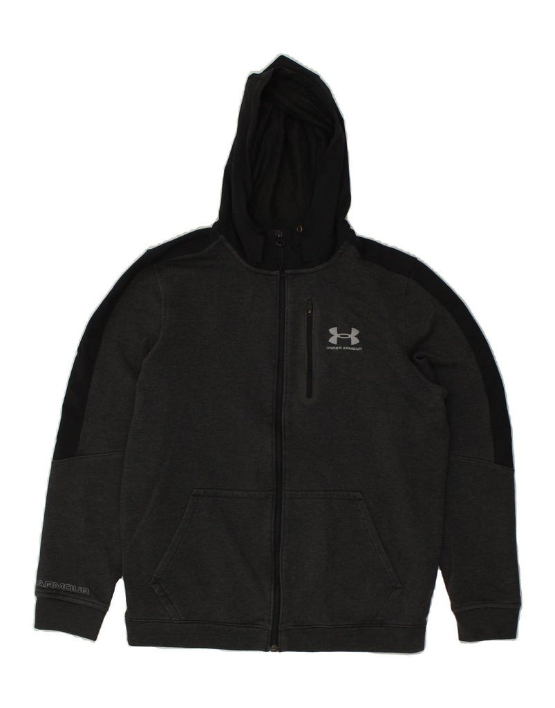 UNDER ARMOUR Mens Cold Gear Graphic Zip Hoodie Sweater Medium Grey | Vintage Under Armour | Thrift | Second-Hand Under Armour | Used Clothing | Messina Hembry 