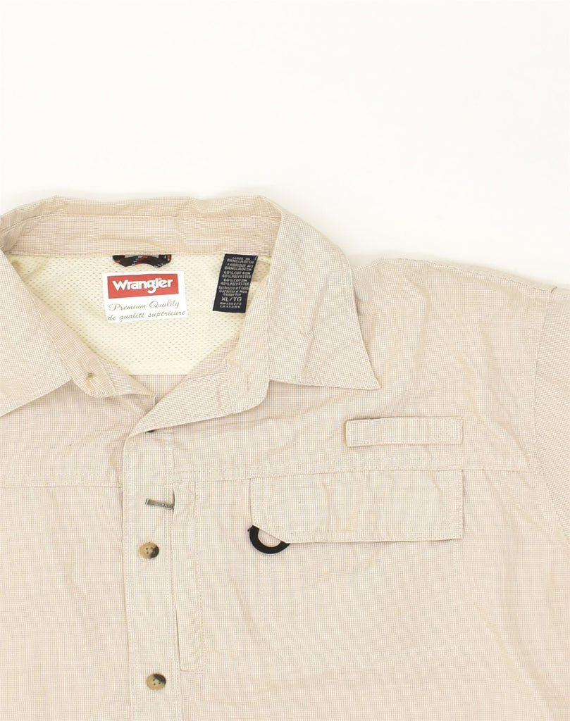 WRANGLER Mens Short Sleeve Shirt XL Beige Check Cotton | Vintage Wrangler | Thrift | Second-Hand Wrangler | Used Clothing | Messina Hembry 