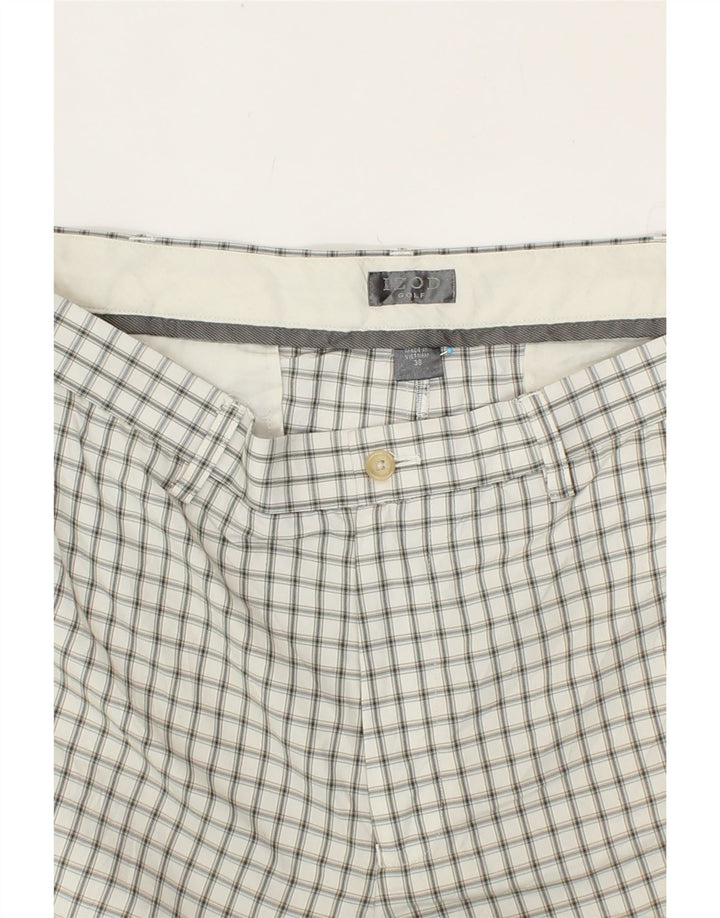 IZOD Mens Chino Shorts W38 XL White Check Polyester Vintage Izod and Second-Hand Izod from Messina Hembry 