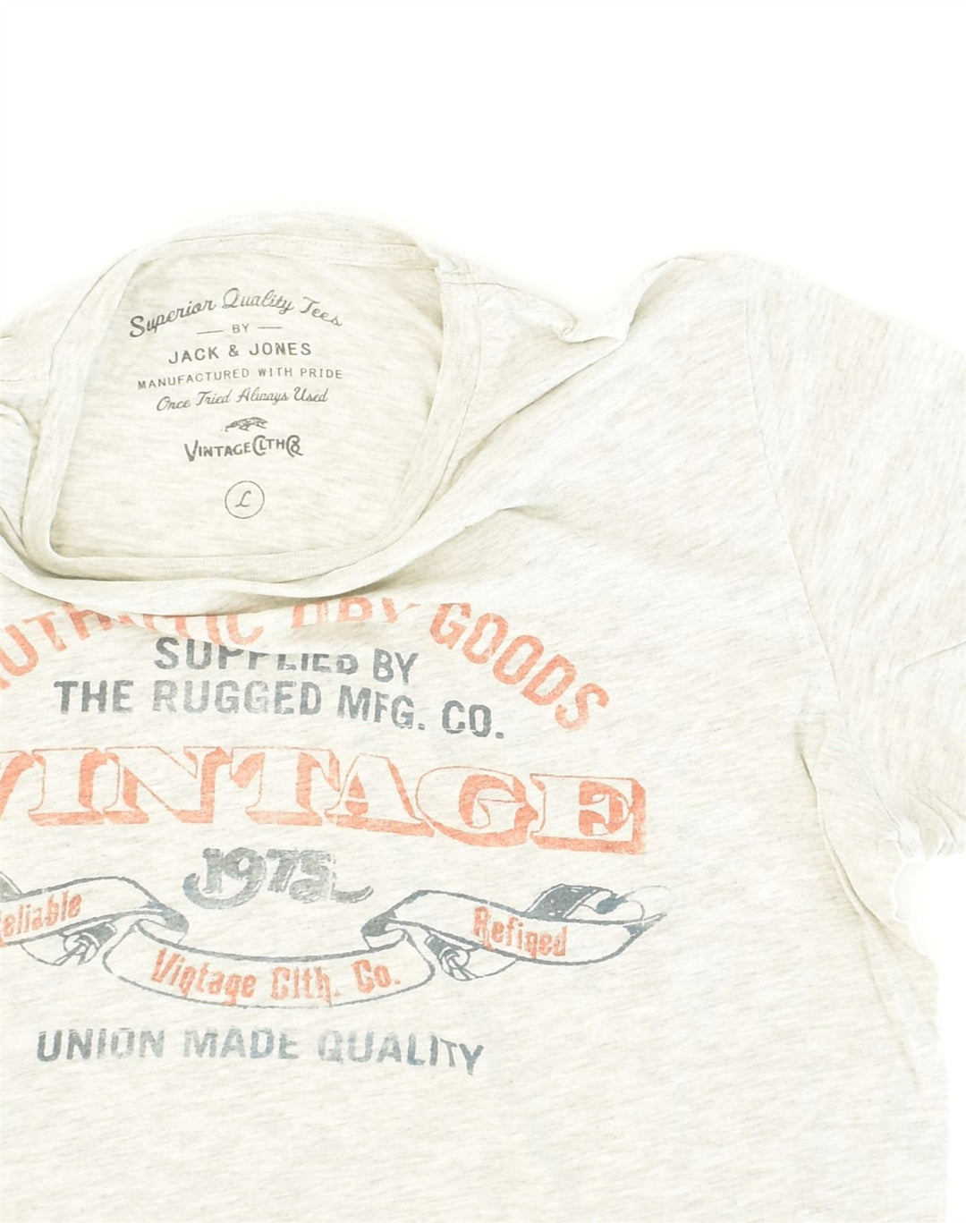 JACK & JONES Mens Vintage Graphic T-Shirt Top Large Off White Cotton | Vintage Jack & Jones | Thrift | Second-Hand Jack & Jones | Used Clothing | Messina Hembry 