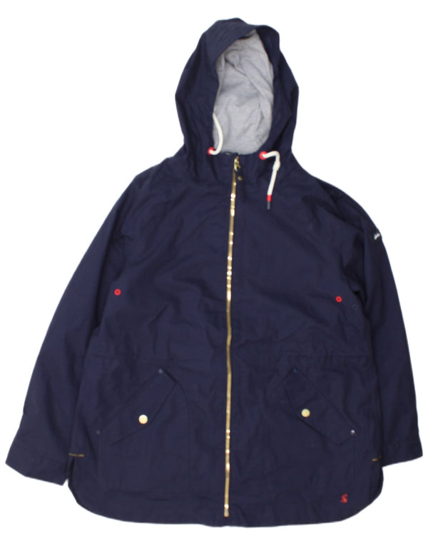 Joules Womens Hooded Rain Jacket UK 14 Large  Navy Blue Cotton