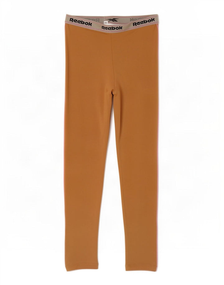 Reebok Girls Graphic Leggings 8-9 Years Beige Colourblock Polyester