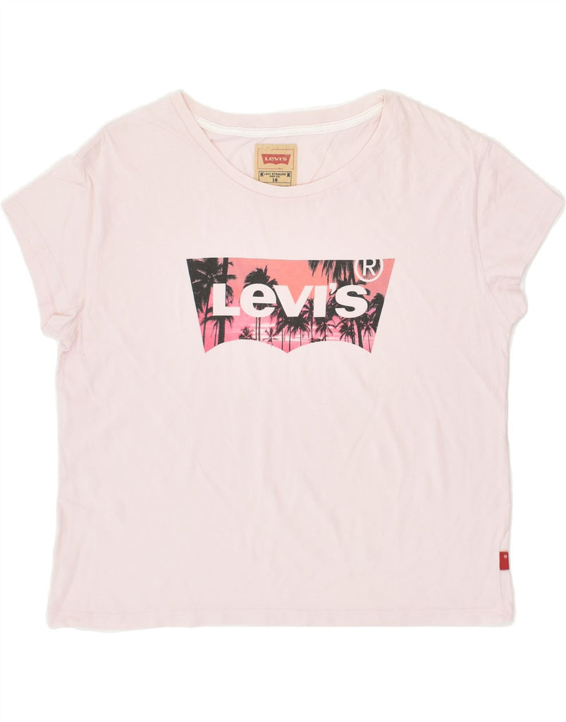 LEVI'S Girls Graphic T-Shirt Top 15-16 Years Pink Cotton | Vintage Levi's | Thrift | Second-Hand Levi's | Used Clothing | Messina Hembry 