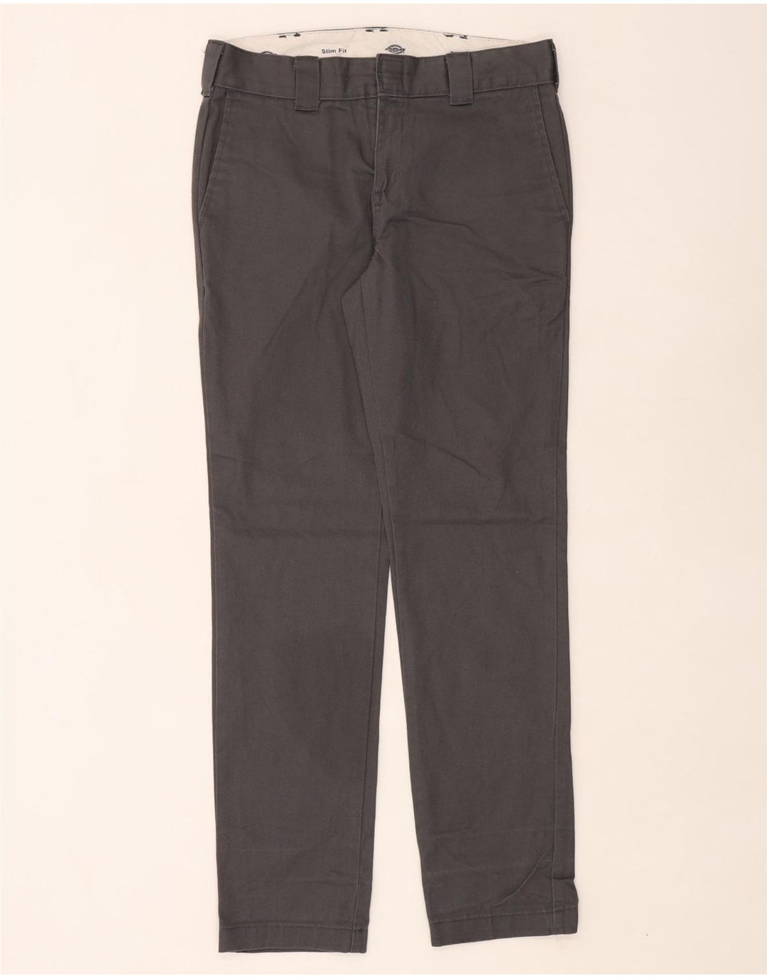 Dickies Mens Slim Fit Chino Trousers W30 L32 Grey Polyester