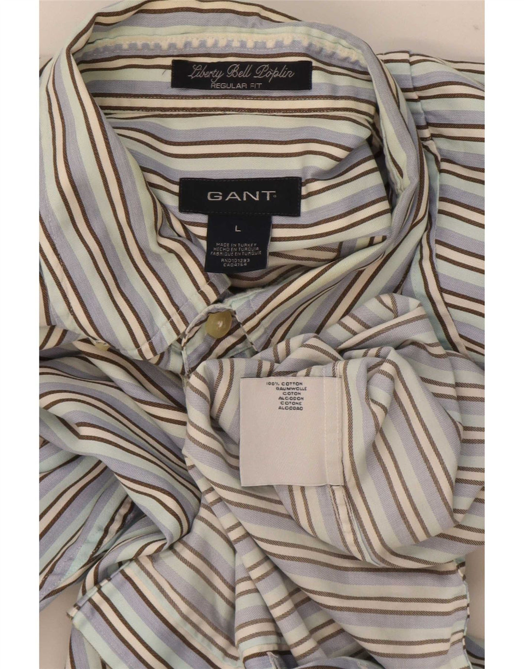 Gant Mens Regular Fit Shirt Large Blue Striped Cotton