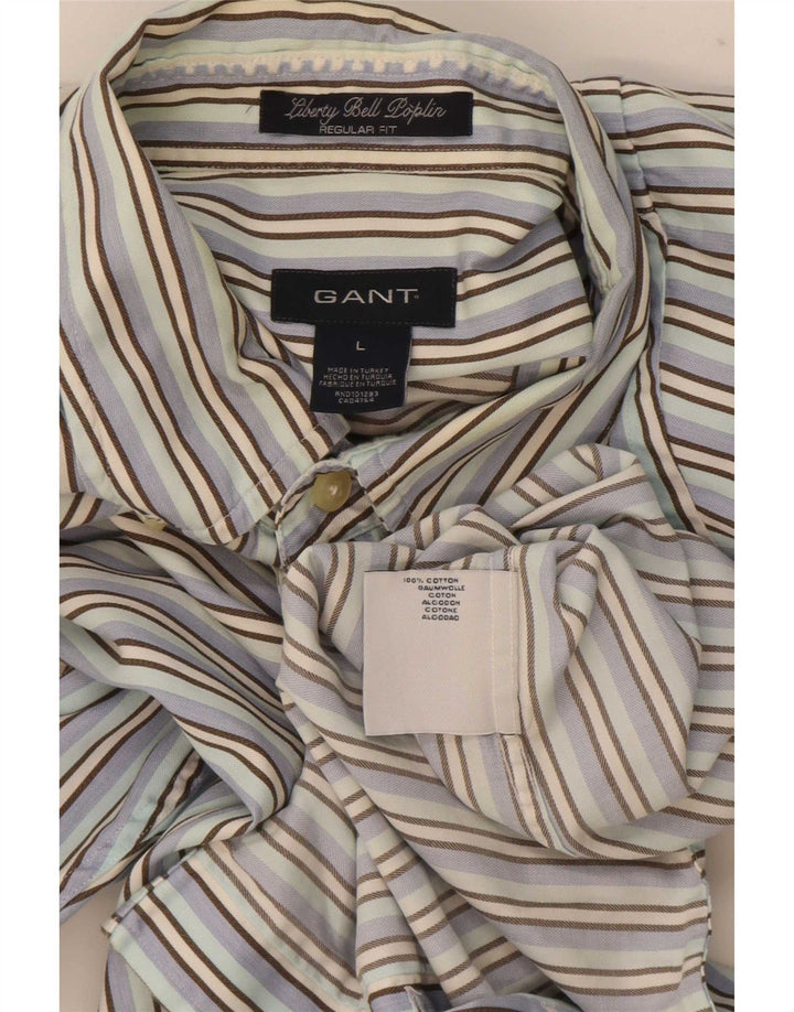 Gant Mens Regular Fit Shirt Large Blue Striped Cotton