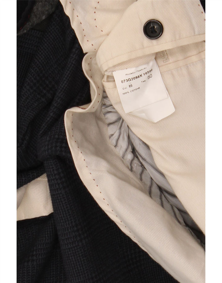 Manuel Ritz Mens 2 Button Blazer Jacket IT 50 Large Navy Blue Houndstooth