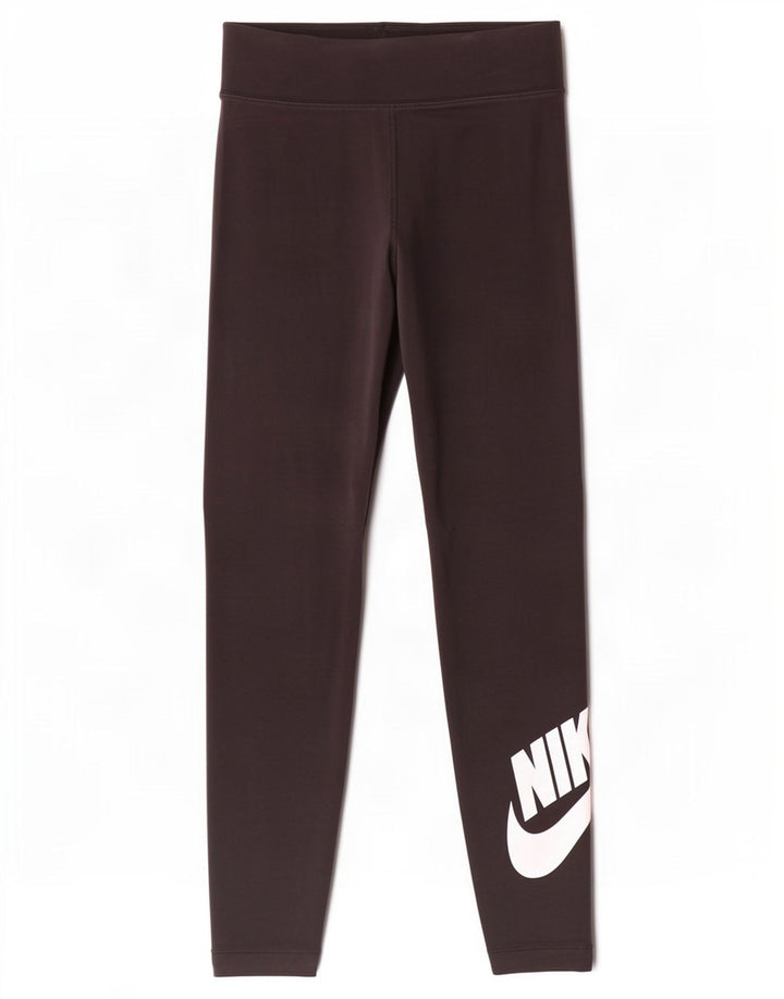 Nike Womens Graphic Leggings UK 8 Small Black Polyester