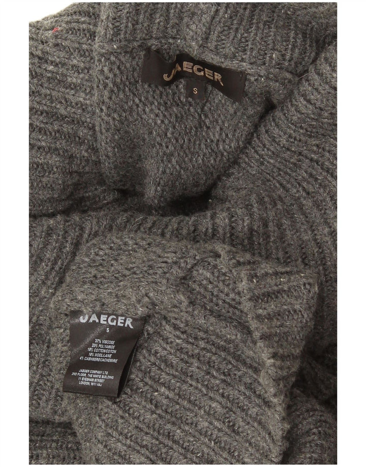 Jaeger Womens Roll Neck Oversized Roll Neck Jumper Sweater UK 10 Small Grey