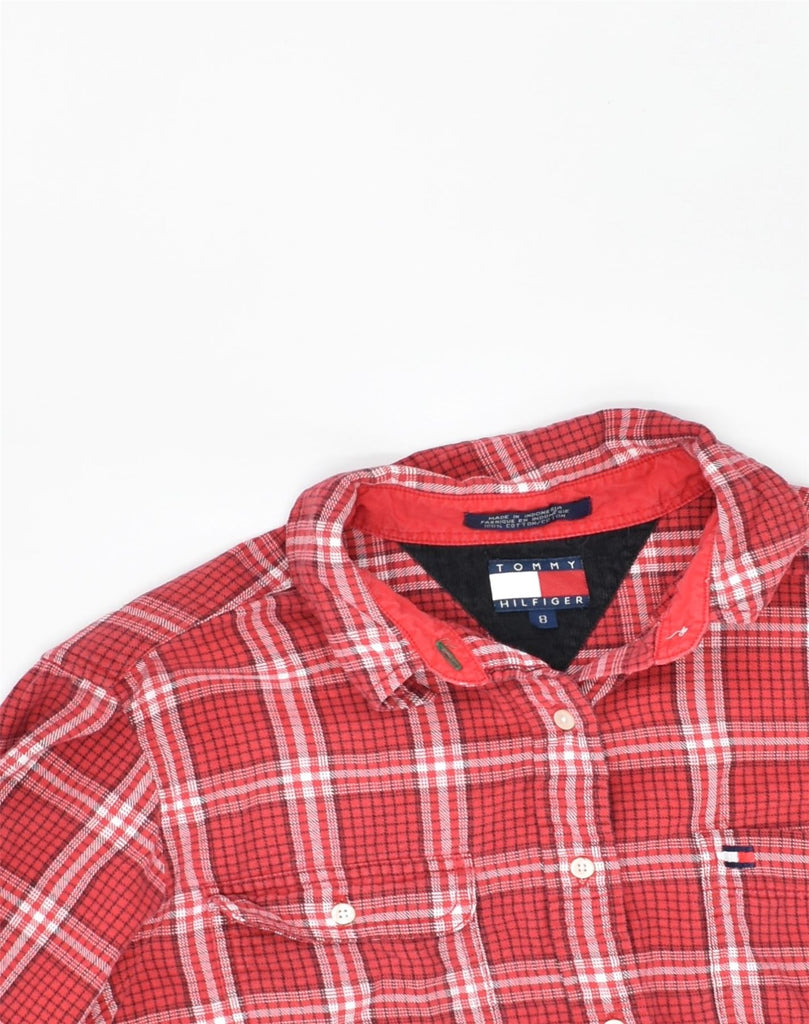 TOMMY HILFIGER Womens Shirt US 8 Medium Red Check Cotton | Vintage | Thrift | Second-Hand | Used Clothing | Messina Hembry 