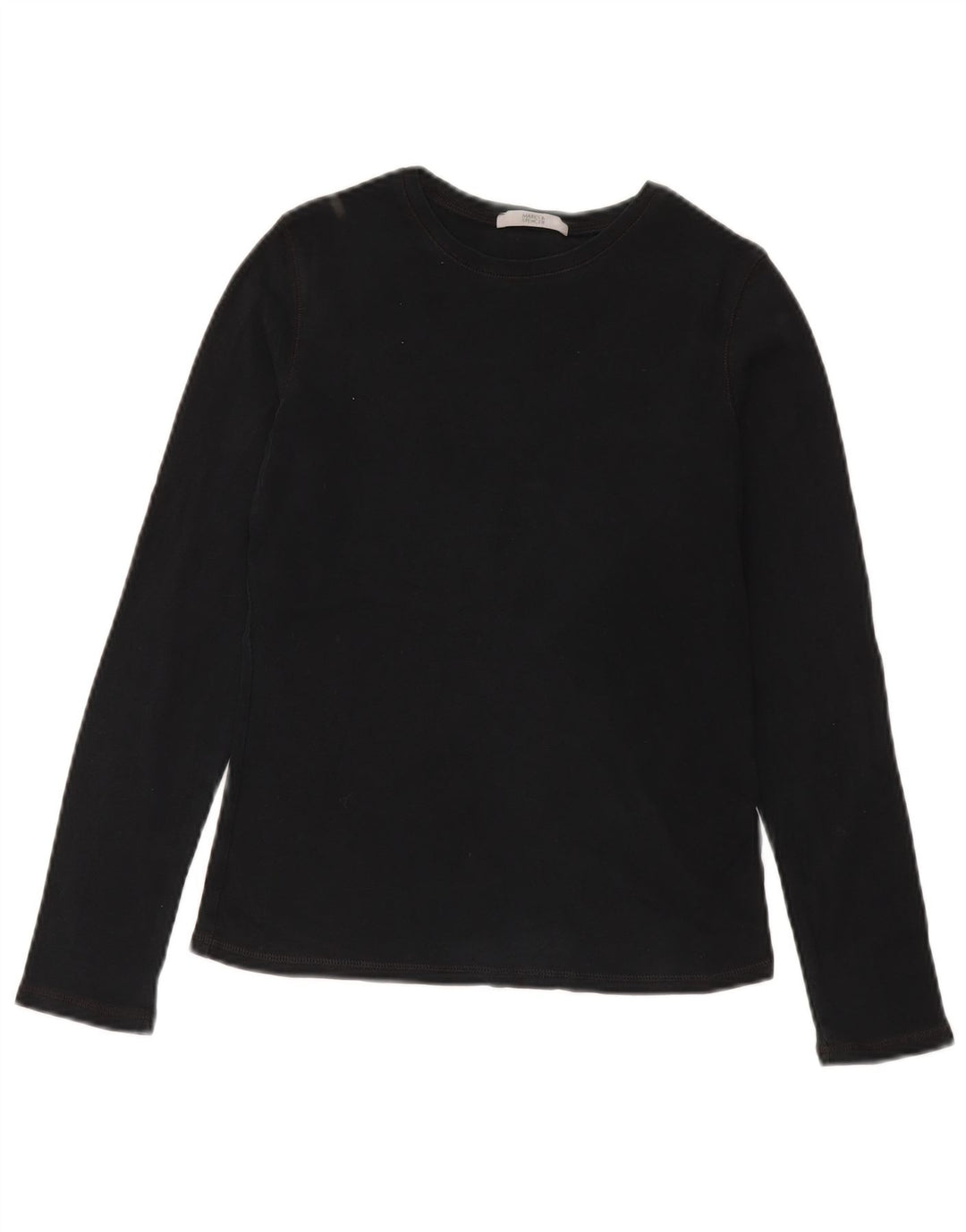 Marks & Spencer Womens Top Long Sleeve UK 8 Small Black Cotton