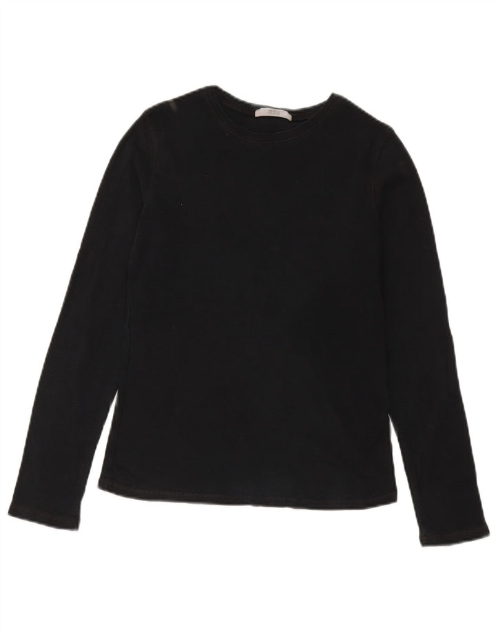 Marks & Spencer Womens Top Long Sleeve UK 8 Small Black Cotton