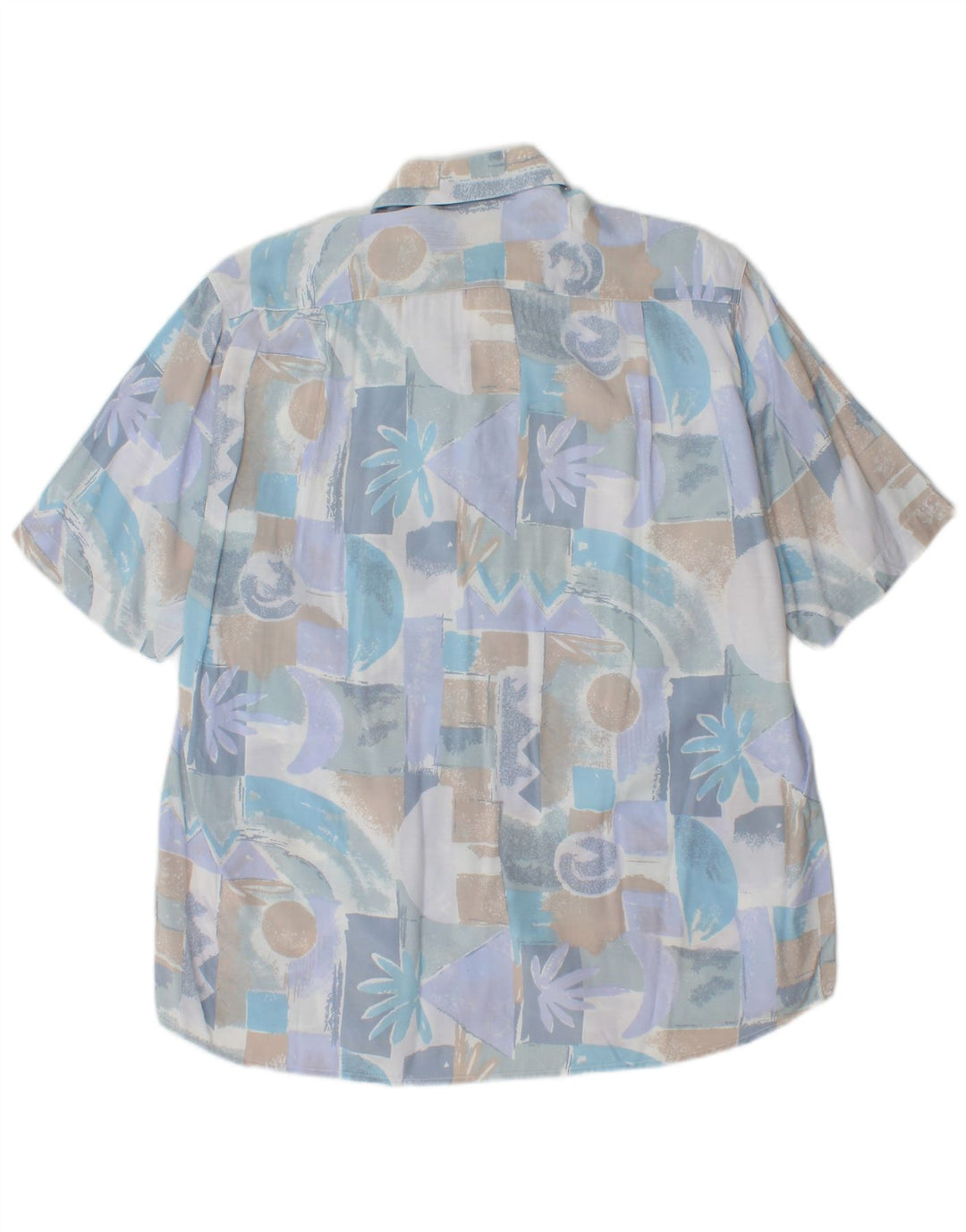 VINTAGE Mens Short Sleeve Shirt Medium Blue Geometric