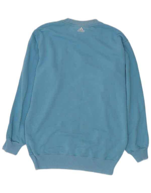 ADIDAS Boys Oversized Graphic Sweatshirt Jumper 15-16 Years Blue Cotton