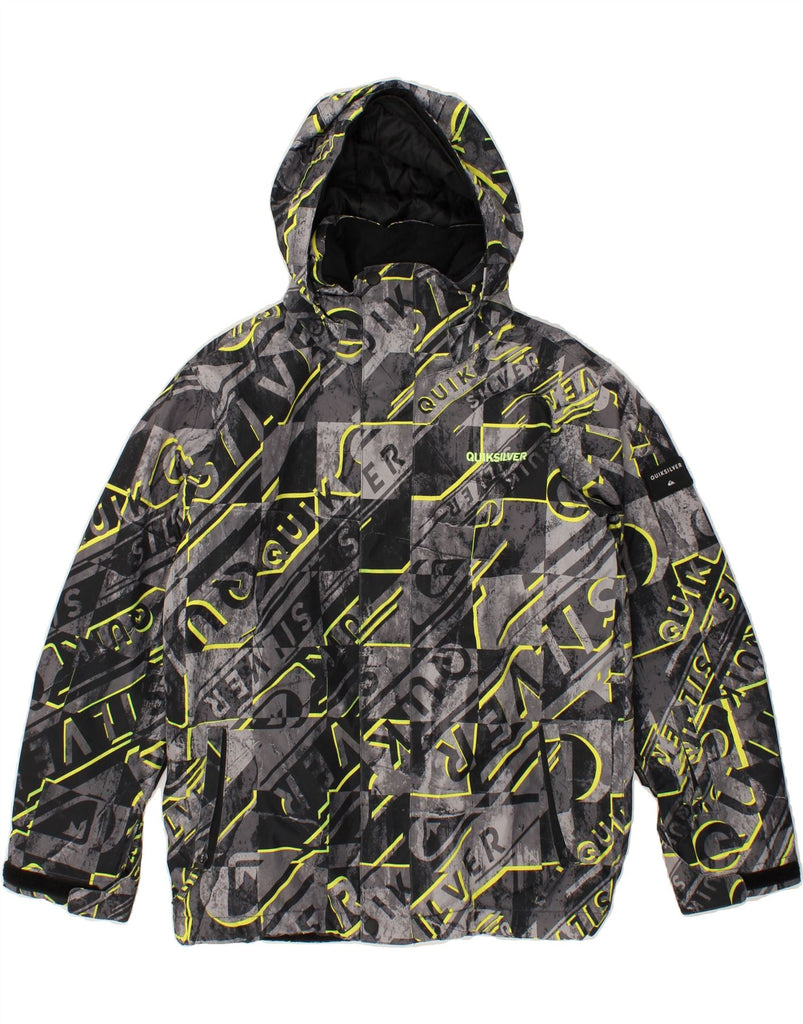 QUIKSILVER Boys Graphic Hooded Windbreaker Jacket 13-14 Years XL Grey | Vintage Quiksilver | Thrift | Second-Hand Quiksilver | Used Clothing | Messina Hembry 