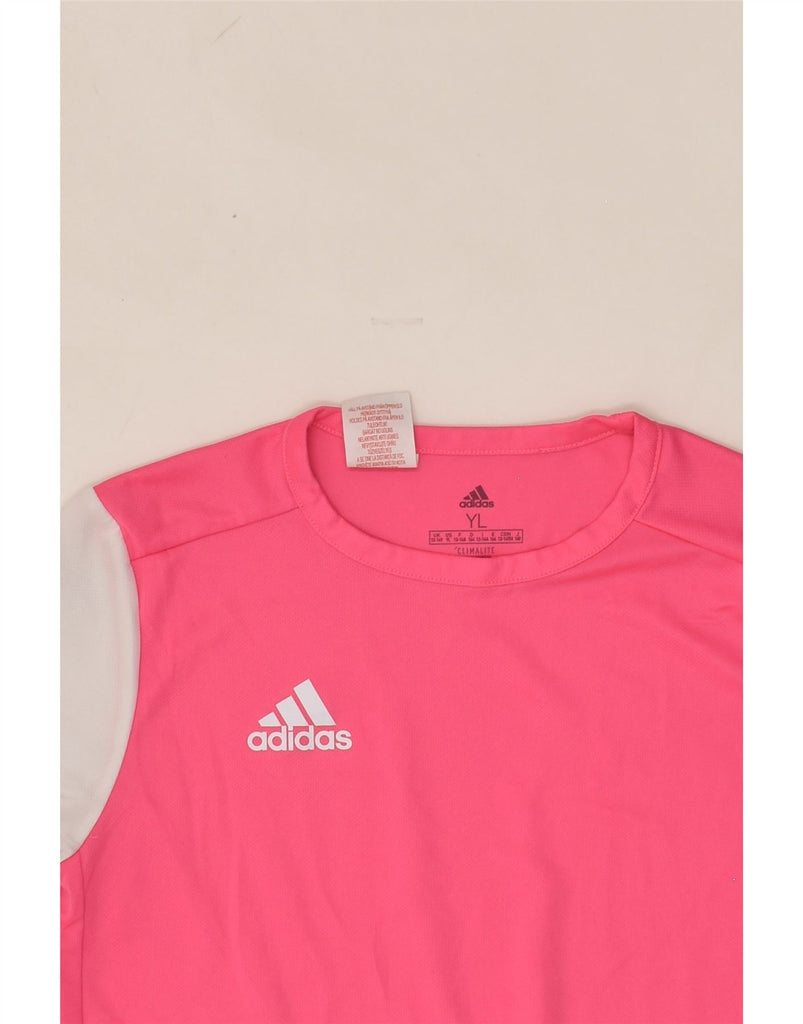 ADIDAS Girls Climalite T-Shirt Top 13-14 Years Large  Pink Polyester | Vintage Adidas | Thrift | Second-Hand Adidas | Used Clothing | Messina Hembry 