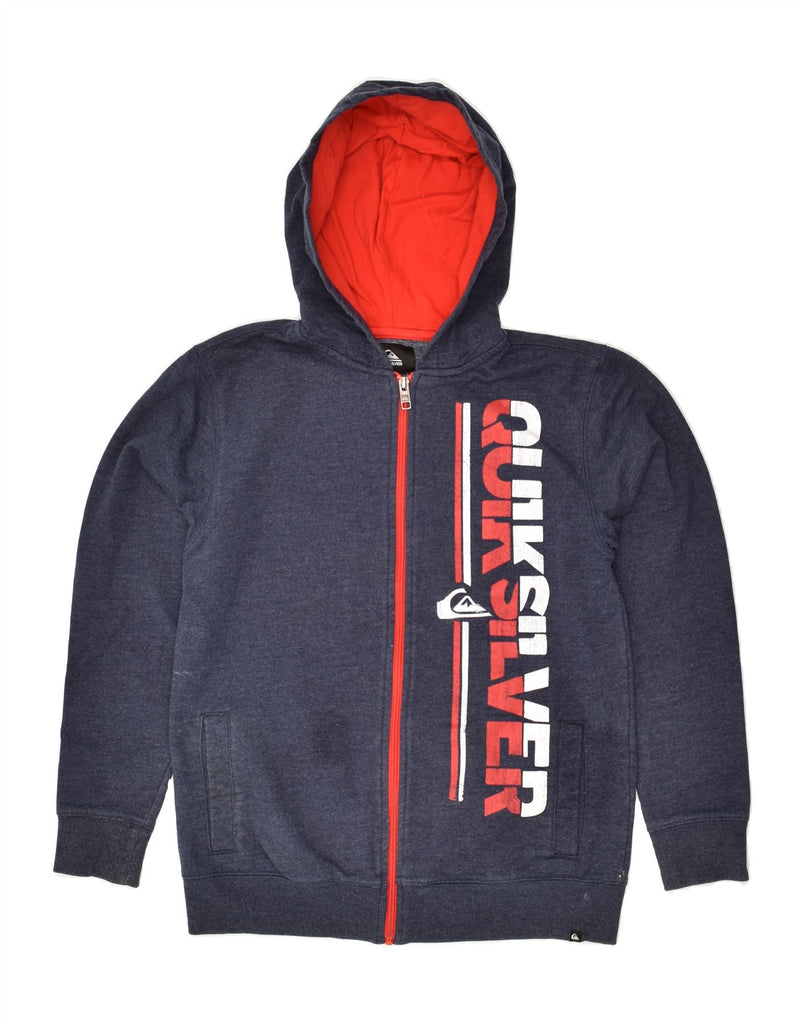 QUIKSILVER Boys Graphic Zip Hoodie Sweater 14-15 Years Navy Blue Cotton | Vintage Quiksilver | Thrift | Second-Hand Quiksilver | Used Clothing | Messina Hembry 