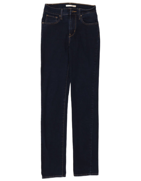 Levi's Womens 724 High Rise Straight Jeans W25 L32 Navy Blue Cotton