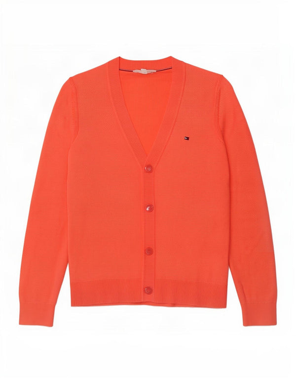 Tommy Hilfiger Womens Cardigan Sweater UK 6 XS Orange Cotton