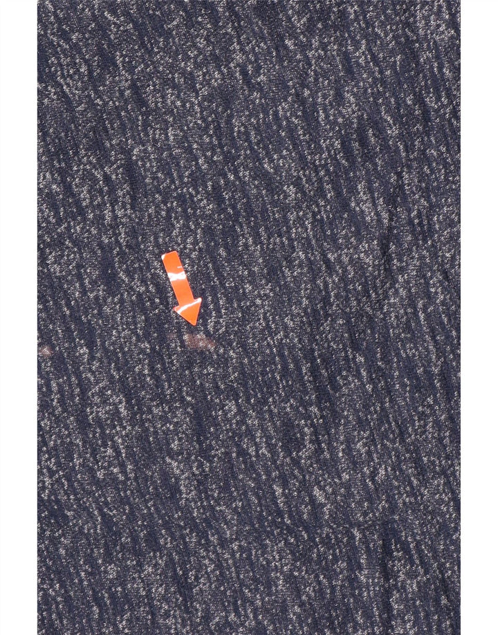 ADIDAS Mens Short Sleeve Hoodie Jumper Large Navy Blue Flecked Cotton