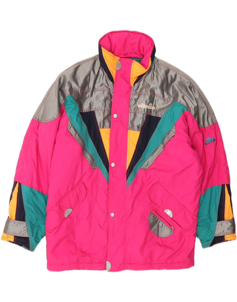 ELLESSE Mens Windbreaker Jacket IT 52 XL Pink Colourblock Polyester Vintage Ellesse and Second-Hand Ellesse from Messina Hembry 