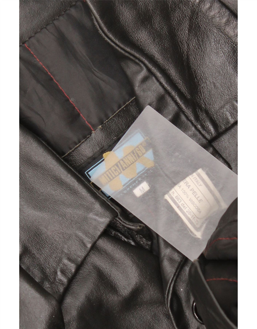 Mitici Anni Mens Leather Jacket UK 38 Medium Black Leather
