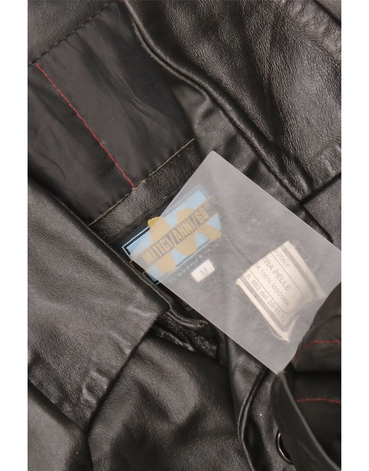 Mitici Anni Mens Leather Jacket UK 38 Medium Black Leather