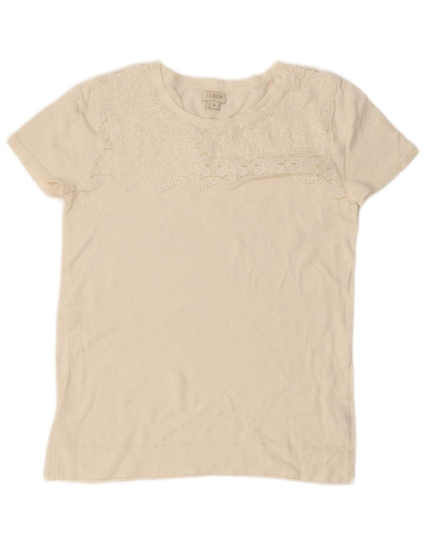 J. Crew Womens Short Sleeve Boat Neck Jumper Sweater UK 6 XS Off White