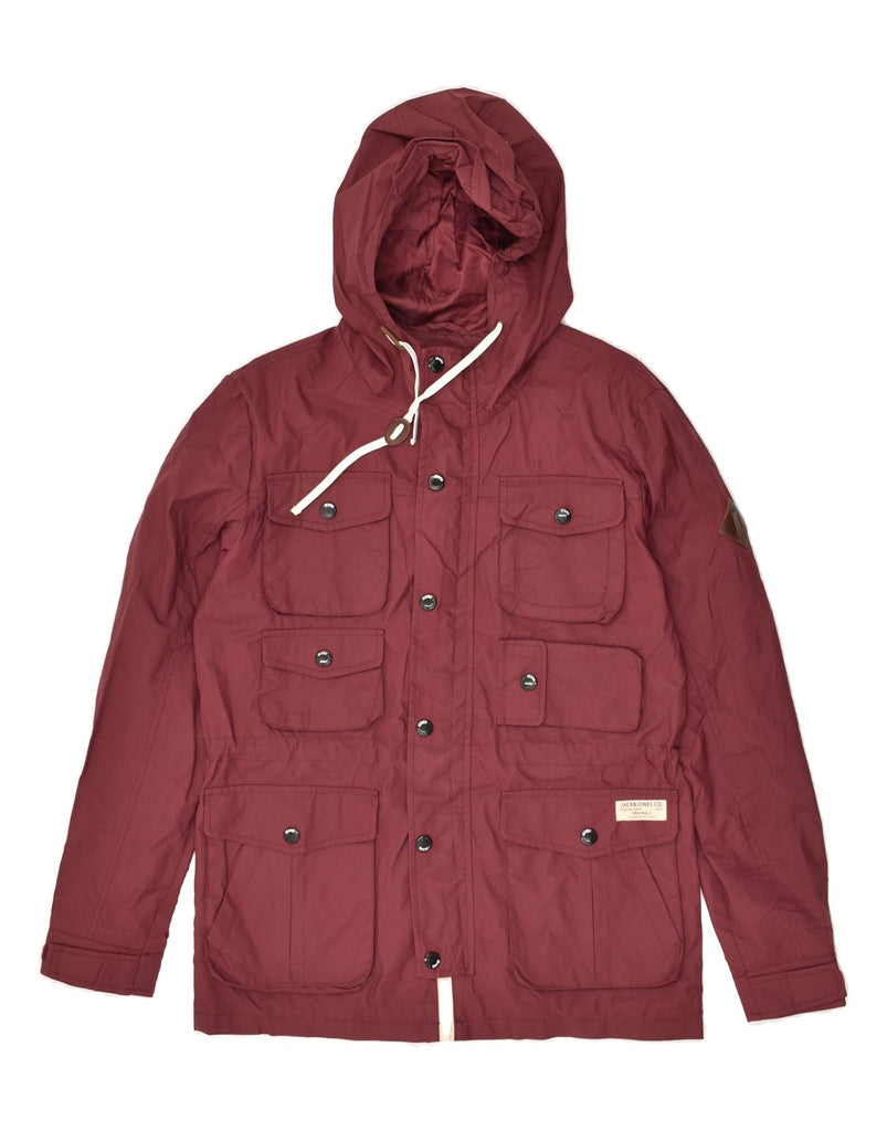 JACK & JONES Mens Hooded Rain Jacket UK 36 Small Burgundy Nylon | Vintage Jack & Jones | Thrift | Second-Hand Jack & Jones | Used Clothing | Messina Hembry 