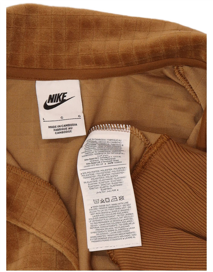 Nike Womens Oversized Velour Sweatshirt Jumper UK 16 Large Brown Polyester