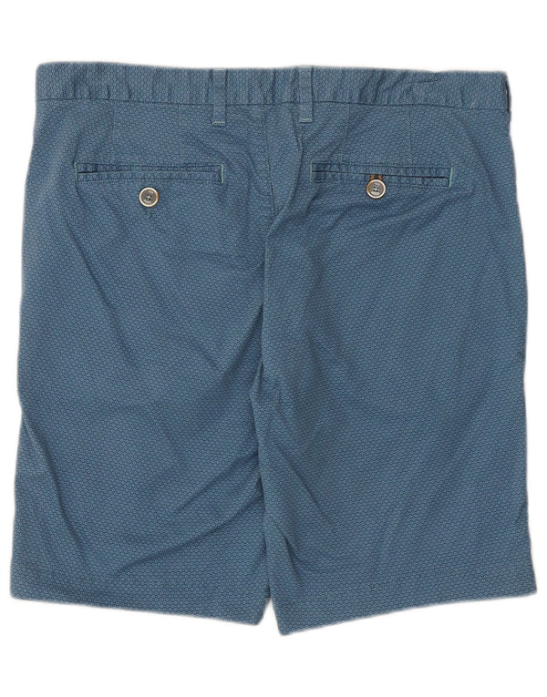 Ted Baker Mens Chino Shorts W34 Large Blue Geometric Cotton