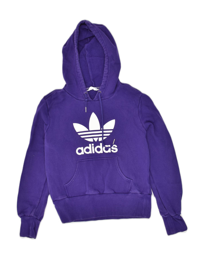 ADIDAS Womens Graphic Hoodie Jumper EU 40 Medium Purple Cotton | Vintage Adidas | Thrift | Second-Hand Adidas | Used Clothing | Messina Hembry 