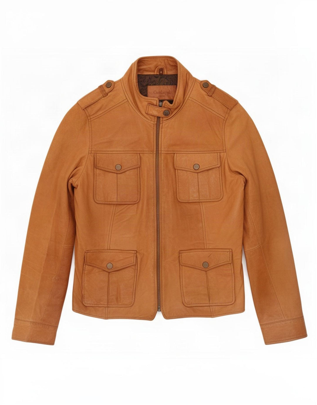Conbipel Womens Leather Utility Jacket IT 46 Large Brown